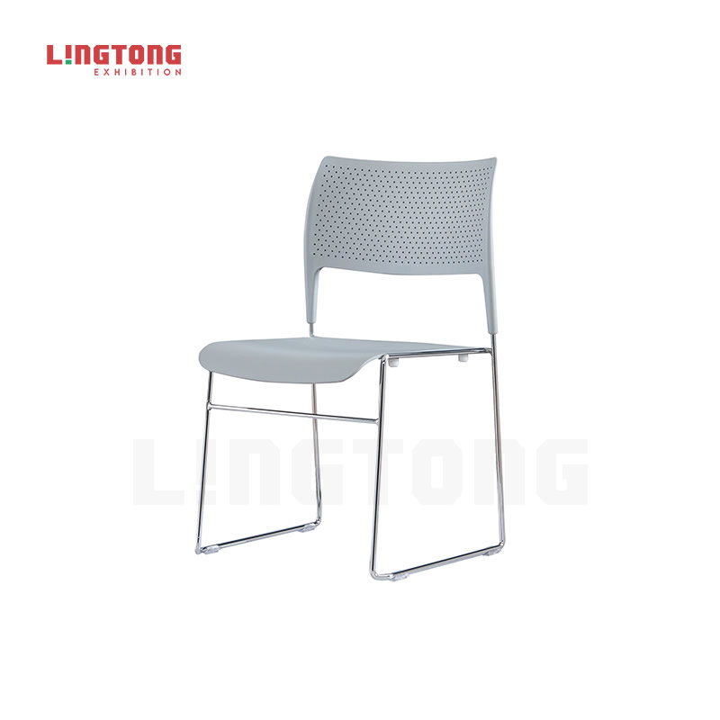 LT-ZET-04 Chrome Plated Solid Steel Leg Frame Stackable Chair with PP Back and Seat