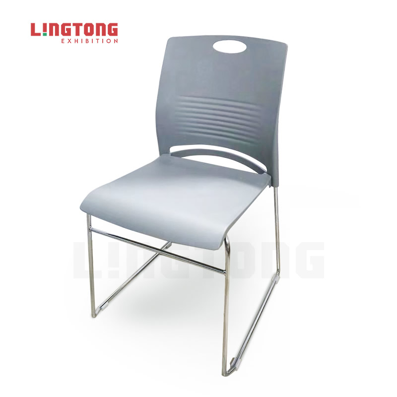 LT-ZET-03 Chrome Plated Steel Tube Frame Stackable Chair with PP Back and Seat