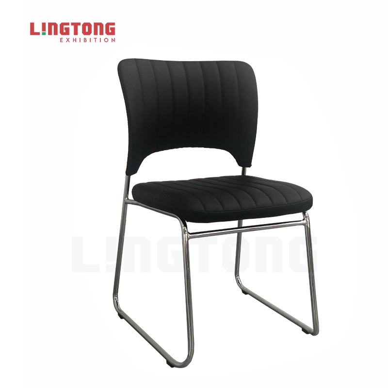LT-ZET-05 Chrome Plated Steel Tube Frame Stackable Chair with PU Cushion Back and Seat