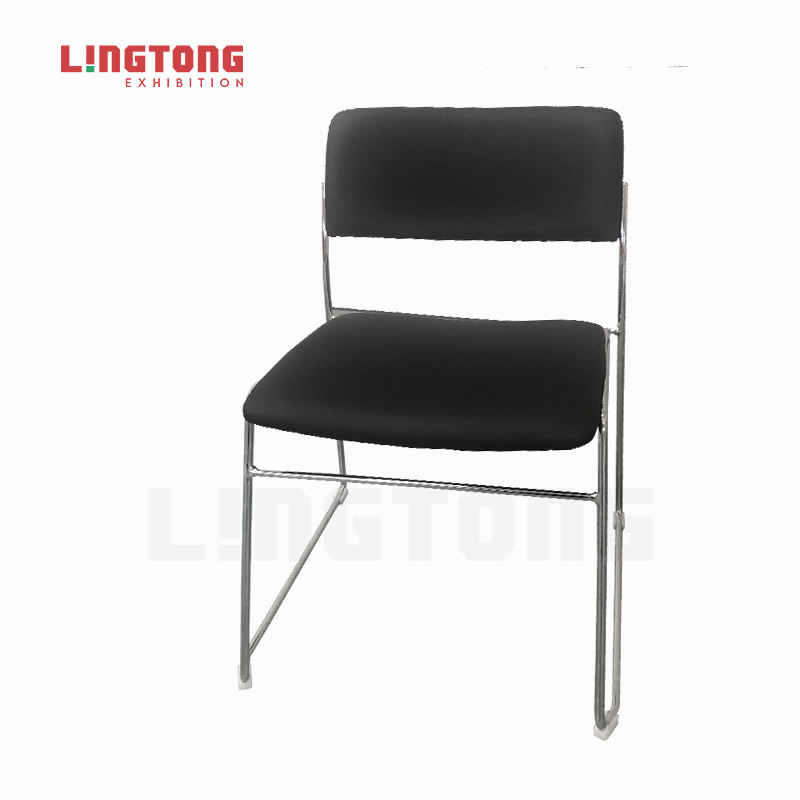 LT-ZET-07 Chrome Plated Solide Steel Frame Stackable Chair with PU Cushion Back and Seat